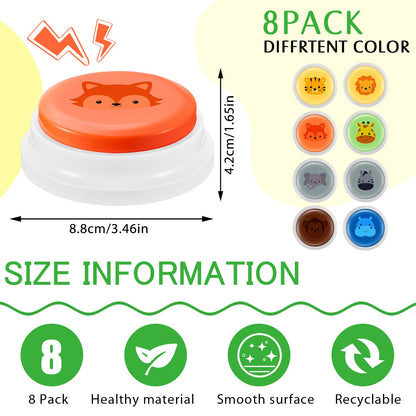 Syhood 8 Pcs Animal Sounds Buzzer for Trivia Games, Answer Buzzers for Classroom, Feud Jeopardy Buzzer Button with Lights and Sounds for Classroom Party Teacher Game Show(Jungle Style)