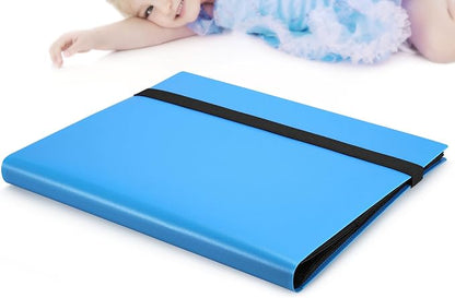 【2026】Trading Card Binder 9 Pocket, Premium Sports Collection Binder Game Cards Book with Sleeves Side Loading, Anti-open Strap Double Sided Waterproof 360 Card Folder