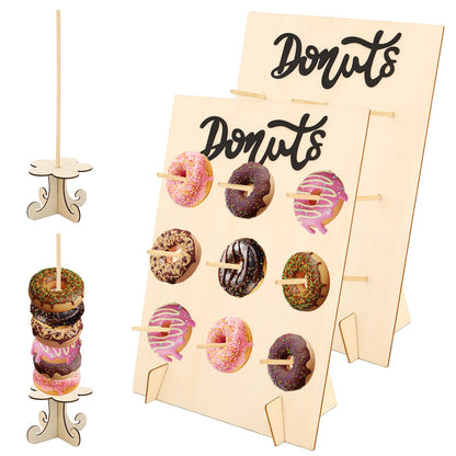 KURTOPLLY 4 PCS Donut Wall Display Stand, Donut Holder Stand Party, Reusable, Easy to Clean, Suitable for Growth Parties, Birthdays, Halloween, Christmas, Dessert Shops (Natural Color)
