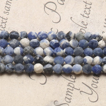 Song Xi 180pcs 2mm Natural New Blue Sodalite Gemstone Beads Faceted Round Loose Stone Beads for Jewelry Making (1 Strand)