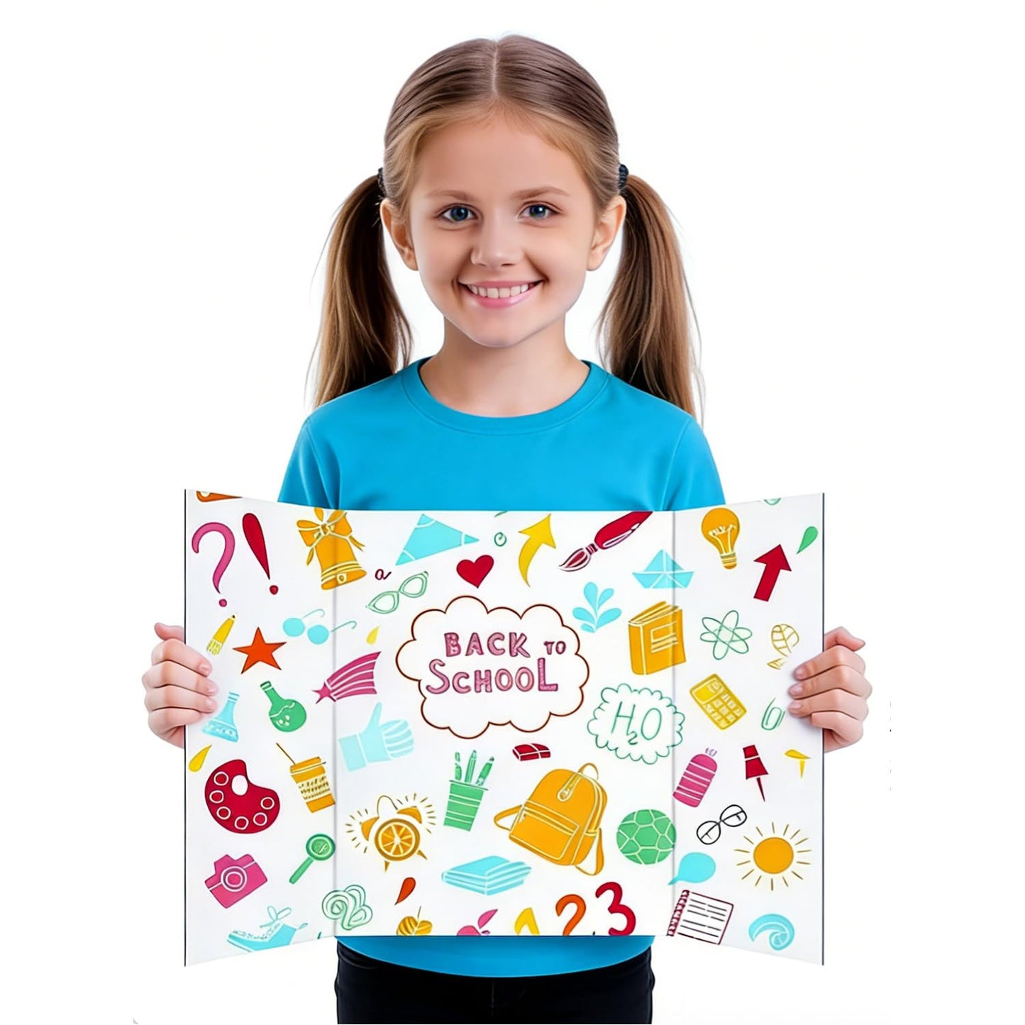 3 Pack Medium Trifold Poster Board, 24 x 16inches Poster Board with Double Sided Tapes and Cardboard, Corrugated Presentation,Science Fair Display Boards for School Project, Science Fair, Business