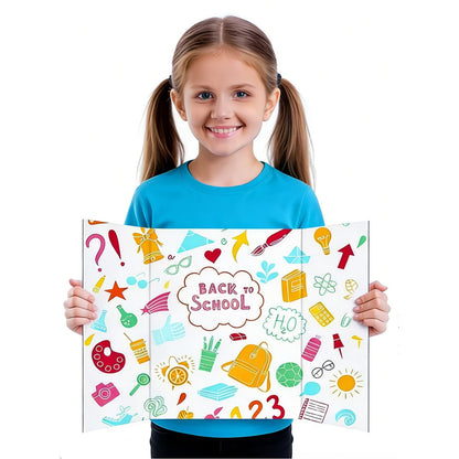 3 Pack Medium Trifold Poster Board, 24 x 16inches Poster Board with Double Sided Tapes and Cardboard, Corrugated Presentation,Science Fair Display Boards for School Project, Science Fair, Business
