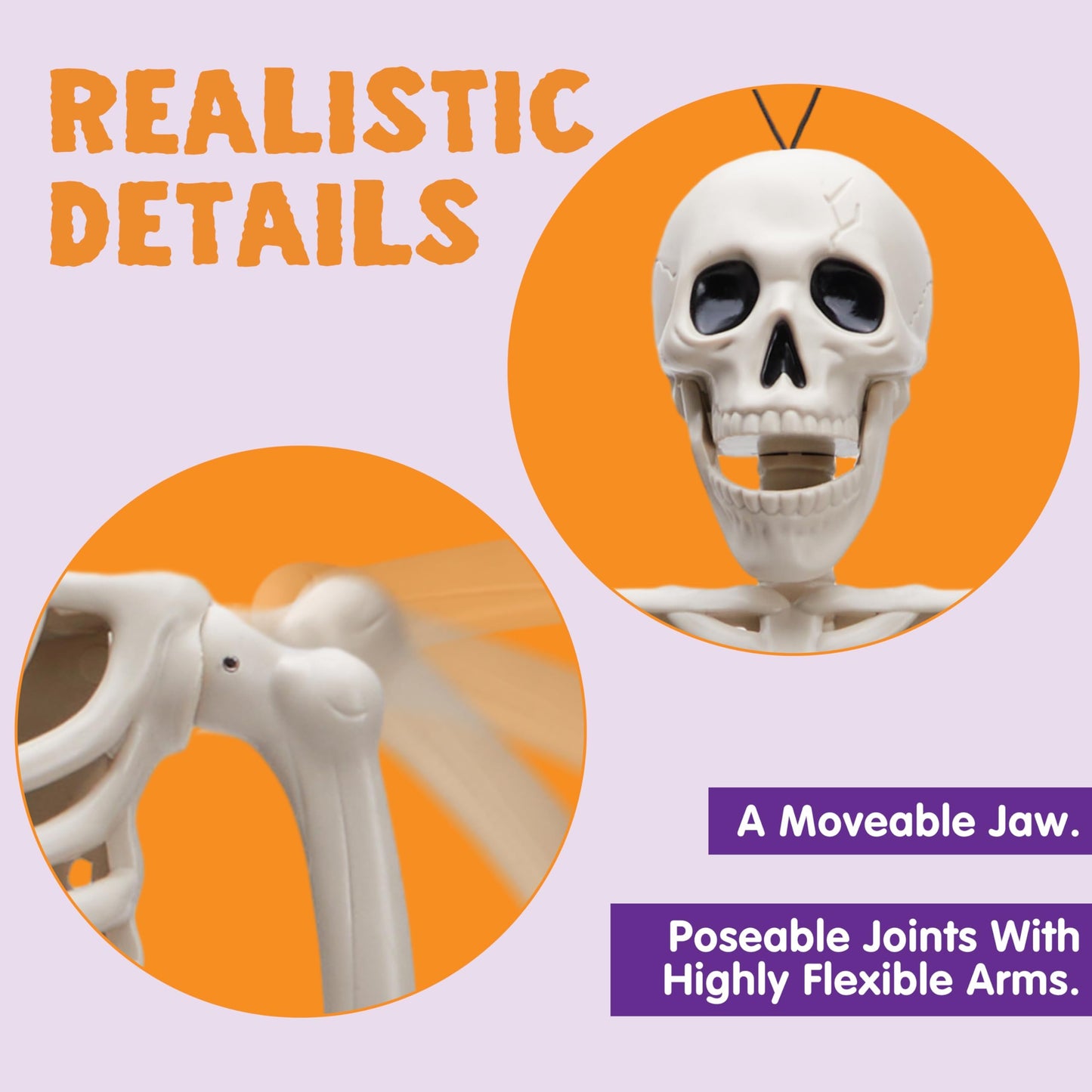 JOYIN 10 PCS 16" Halloween Skeleton Decor, Full Body Stayable Movable Joints, Posable Hanging Skeletons for Halloween Decoration, Yard, Graveyard, Haunted House Props, Spooky Scene Party Favor