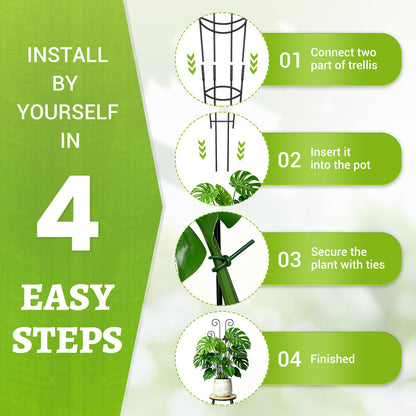 CZMIYRPY Plant Trellis 2 Pack Trellis for Potted Plants 29.96 in Trellis for Climbing Plants Indoor Plant Support Expandable Metal Monstera Plant Support for Pothos Ivy with Plant Ties