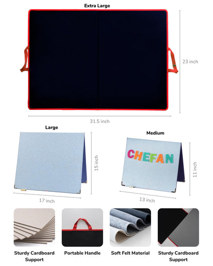 CHEFAN Large Felt Flannel Board 31.5 * 23 in, Foldable Freestanding Story Learning Board for Toddlers, Double-Sided Use for Preschool Classroom, Multi Felt Pieces Can Be Used, Gifts for Kids