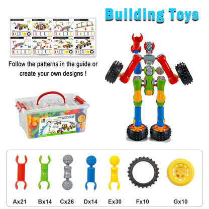 Huaker 125PCS Stem Building Toys for 3 4 5 6 7 8 Year Old Boys Girls,Kids Building Blocks Educational Creative Learning Activity with Large Storage Box,Ideal Christmas Birthday Gifts