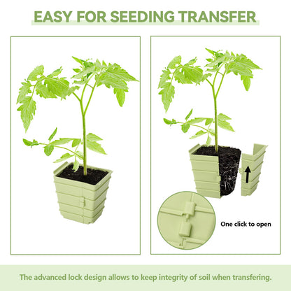 GREENBAZZAR Side-Open Seed Starter Tray 4-Pack, 24 Cells Modular Design with Detachable Plant Cells, Extra-Large 2.36"x2.28" Cells, Reusable Seed Germination Kit for Indoor & Outdoor Gardening