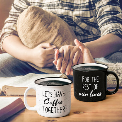 YHRJWN Couples Gifts, Let's Have Coffee Together For The Rest Of Our Lives Mug, Engagement Gifts for Couples, Anniversary Wedding Presents for Him Her, 15Oz