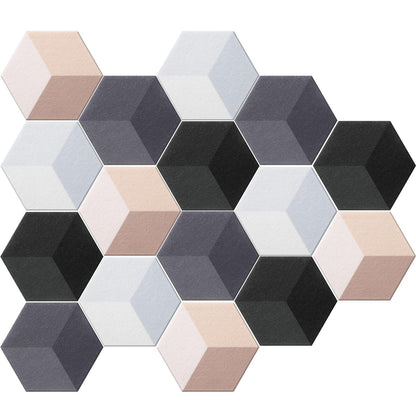 Tegeme Black 16 Pcs 6.7 x 5.9 Inches Hexagon Felt Cork Board Tiles for Walls Back to School Self Adhesive DIY Hexagon Wall Panels Notice Bulletin Board for Office Home Stickers Photos Display
