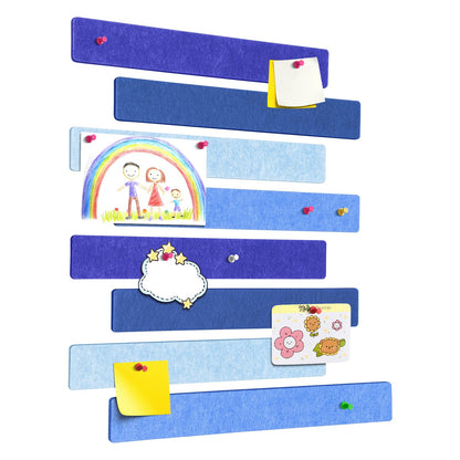 GoTiling Cork Board for Walls - 8 Pack Felt Pin Board Bar Strips - Self-Adhesive Lightweight Bulletin Board - Cork Board for Office with 40 Push Pins No Damage for Wall