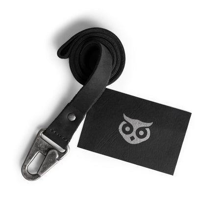 Hide & Drink, Lanyard Keychain for Men and Women, Neck Strap with Hook, ID Holder, Clip to Attach to House, Apartment, Car Keys, Full Grain Leather, Handmade, Charcoal Black