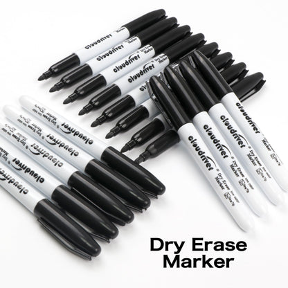 cloudriver Fine Tip Dry Erase Markers Black, 60 Pack Black Whiteboard Markers Bulk, Low-Odor, Ideal For School Office Home Use