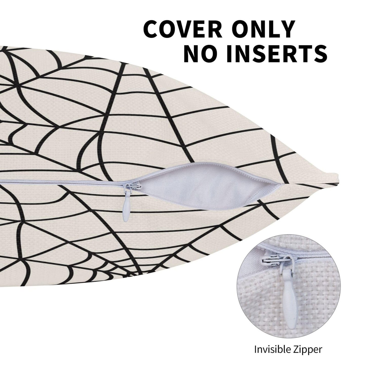 Wsunsal Halloween Pillow Covers 20x20 Inch Set of 2, White Spider Web Decor Throw Pillows Holiday Halloween Outdoor Decorative Pillows Square Linen Cushion Covers for Home Bed Couch Sofa