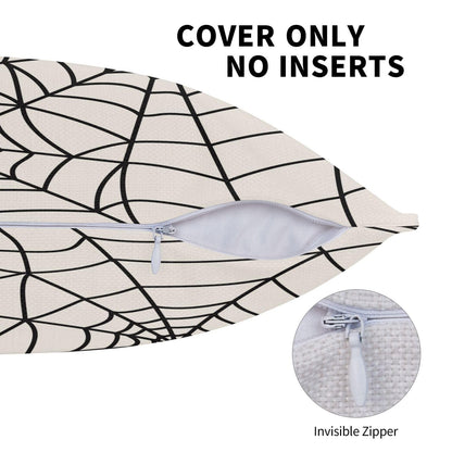Wsunsal Halloween Pillow Covers 20x20 Inch Set of 2, White Spider Web Decor Throw Pillows Holiday Halloween Outdoor Decorative Pillows Square Linen Cushion Covers for Home Bed Couch Sofa