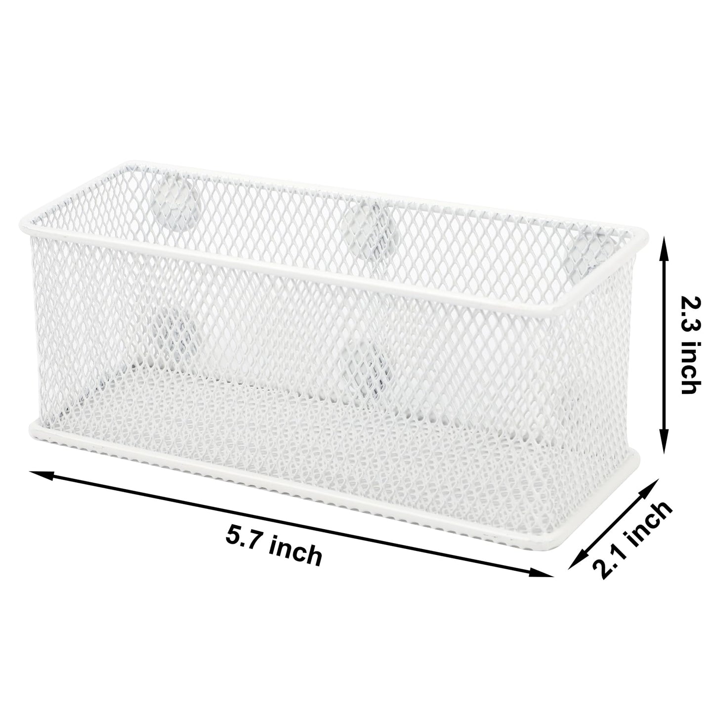 EASEPRES Magnetic Pencil Holder Set of 6 - Wire Mesh Storage Baskets Organizer with Strong Magnets - Perfect for Whiteboard, Refrigerator and Locker Accessories, White