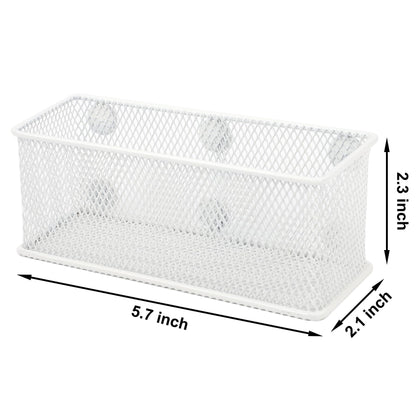 EASEPRES Magnetic Pencil Holder Set of 6 - Wire Mesh Storage Baskets Organizer with Strong Magnets - Perfect for Whiteboard, Refrigerator and Locker Accessories, White