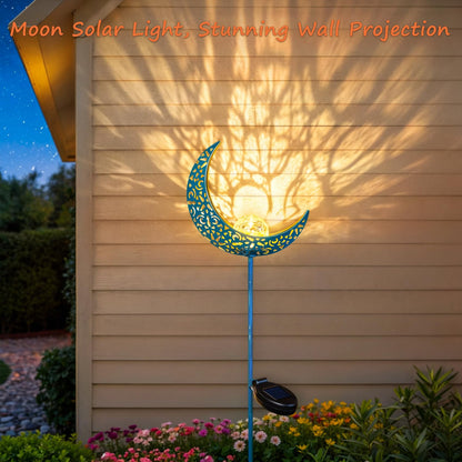 Homeimpro Moon Solar Garden Lights Outdoor Stakes, Waterproof Crackle Glass Metal Yard Lights for Lawn, Patio Accessories, Backyard Decor, Birthday Gifts for Mom