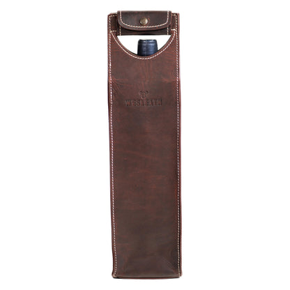 Leather Tote Wine Carrier Bag | Premium Quality Single Bottle Carry with Strong Handles, Full Grain Leather & Metal Buckle - Protective Carrier for Picnic, Wine Champagne Gift Bag in Burgundy