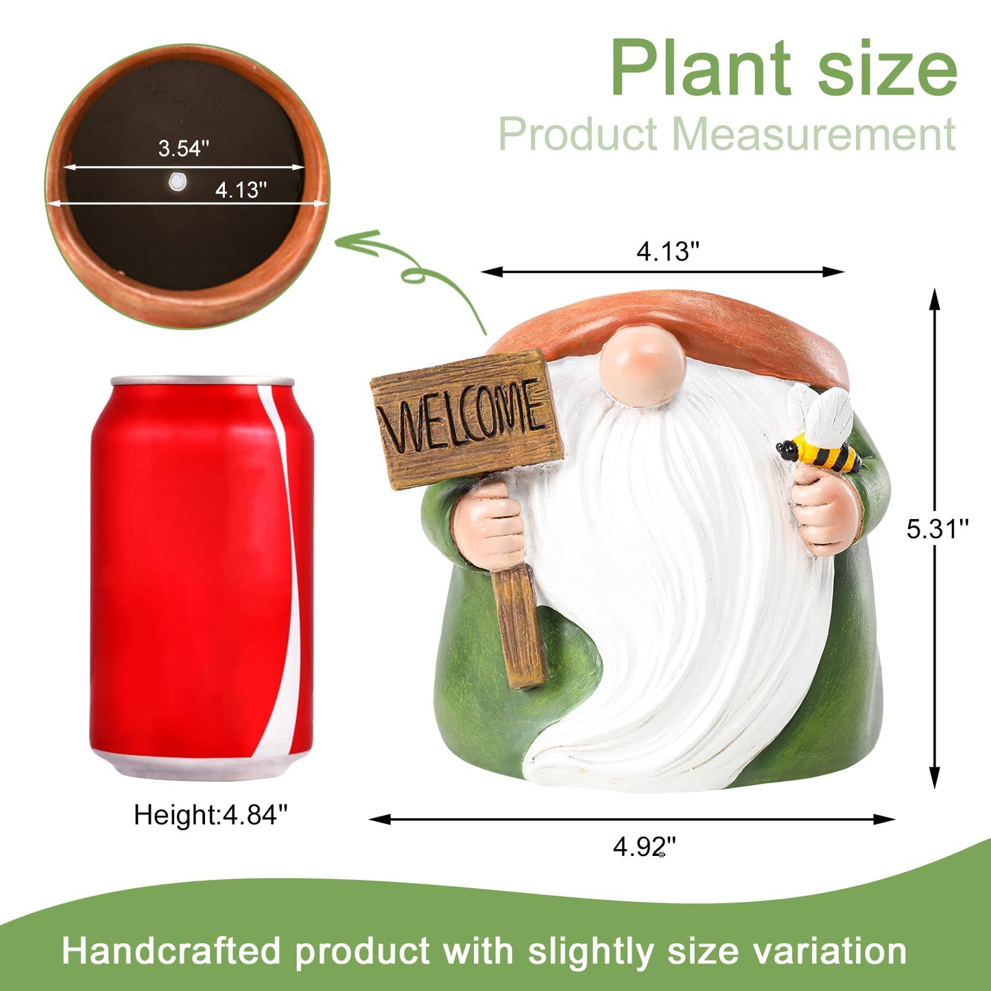 Chonsun Cute Plant Pots Small Gnome Flower Pots 4" Succulent Pot with Drainage Resin Garden Pot Planter for Indoor Outdoor