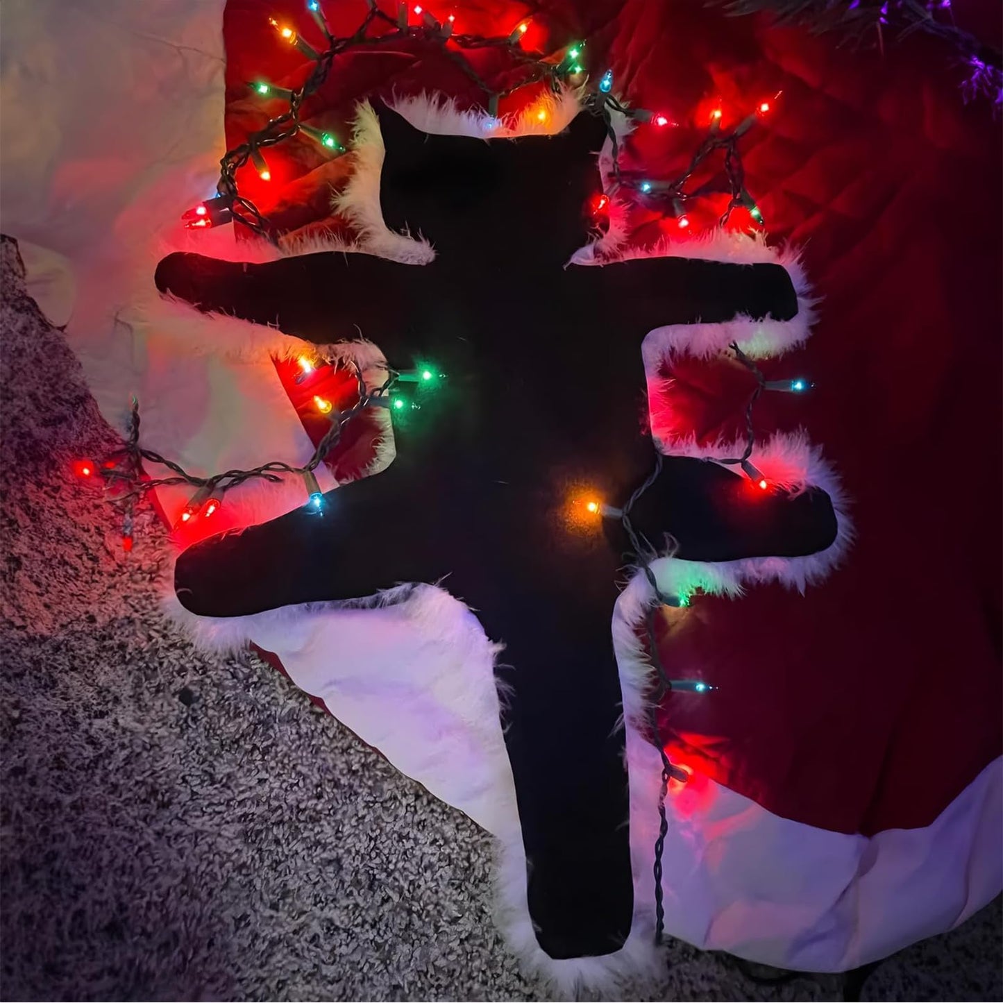 Funny Light Up Cat Rug with Multi-Color Flashing Lights | Holiday Party Decoration Mat | Battery Powered | Machine Washable Halloween (20"x24")