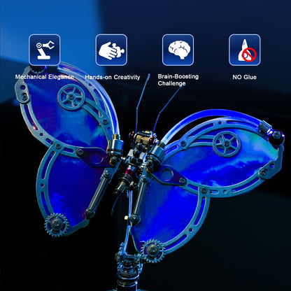 Arcynix Mostarle Cyberpunk Phantom Butterfly 3D Metal Puzzle Kit 243 Piece Adult Craft Kit LED Light Model for Teens and Adults 3D Puzzles and Metal Earth Models Perfect DIY Gift