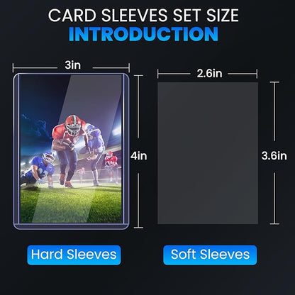2000 Card Sleeves Top Loaders for Cards, 3" x 4" Hard Plastic Toploaders, Baseball Card Protectors, Trading Card Holder for Football Sports Cards (1000 Toploaders + 1000 Penny Sleeves)