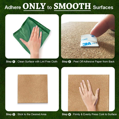 Classic Mules Cork Board Tiles - 8 Pack Square - 12" x 12" - 1/4" Thick Cork Tiles - Premium Natural Cork for Bulletin Board, Display or Mini Wall - 72 Self Adhesive Squares Included