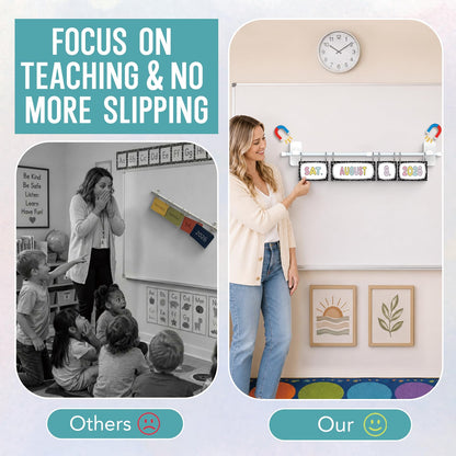 Magnetic Flip Calendar for Classroom - Composition Notebook Date Flip Calendar Set with Magnetic Rod for Classroom Home Whiteboard, Pastel Back to School Decor for Teacher Supplies