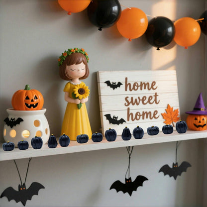 DoubleWood Mini Pumpkins for Crafts, 60Pcs Decorative Miniature Pumpkin, Little Fake Pumpkin, Black Pumpkins for Halloween Decor, Thanksgiving, Vase Filler (60, Black)