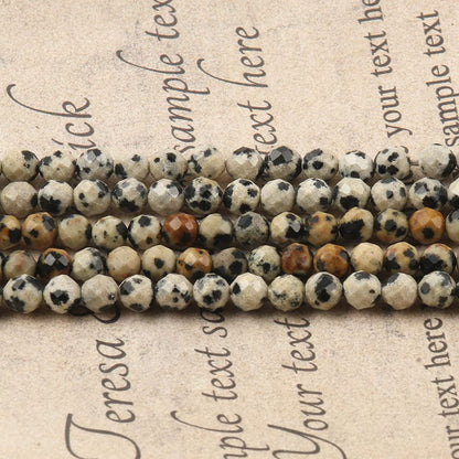 Song Xi 180pcs 2mm Natural Dalmatian Gemstone Beads Faceted Round Loose Stone Beads for Jewelry Making