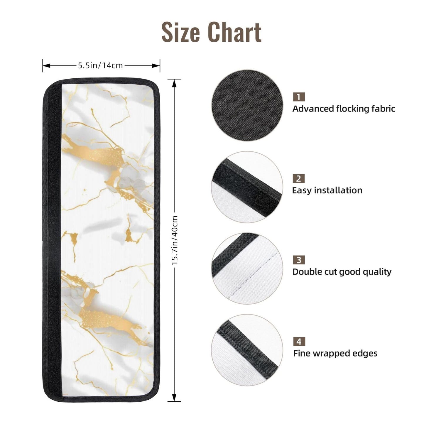 Refrigerator Door Handle Covers Set of 2 - White Marble Print Gold Texture - Washable Kitchen Appliance Handle Covers for Microwave Stove Oven Dishwasher Fridge Handle Protector