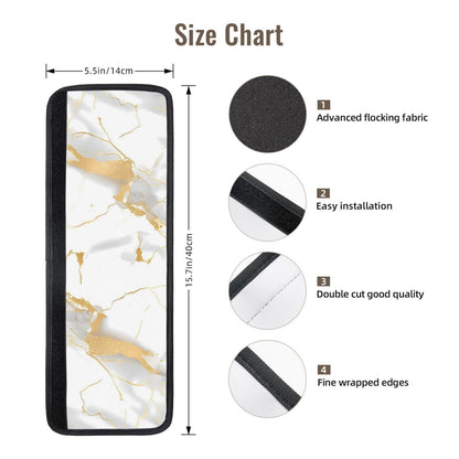 Refrigerator Door Handle Covers Set of 2 - White Marble Print Gold Texture - Washable Kitchen Appliance Handle Covers for Microwave Stove Oven Dishwasher Fridge Handle Protector