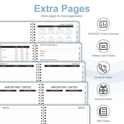 Planner 2026-2027, Weekly and Monthly Academic Planner, July 2026 - June 2027, Hardcover Calendar Agenda Book for School Year Planning, School Supplies for Teacher and Student, A5(6.3'' x 8.5'')