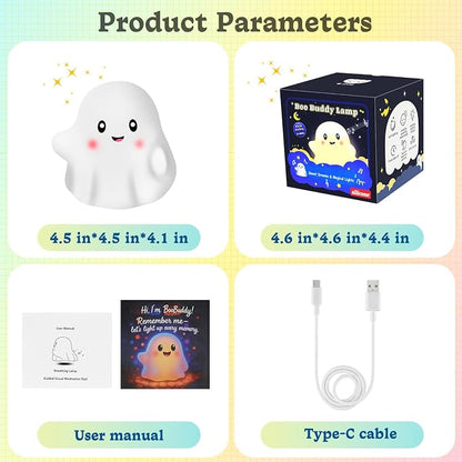 Rechargeable Night Light for Kids - Silicone Lamp with Touch Sensor for Kids Room - LED Squishy Night Light for Baby Nursery with RGB Rainbow Color-Changing/30-Min Timer