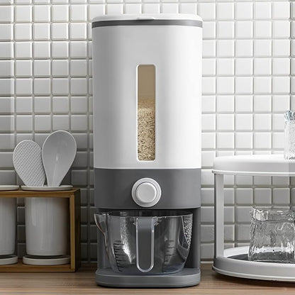 Sooyee 22 Lbs Rice Dispenser with Measuring Cup, Large Food Storage Container for Rice, Corn, Soybean & Oatmeal, Airtight, Moisture Proof