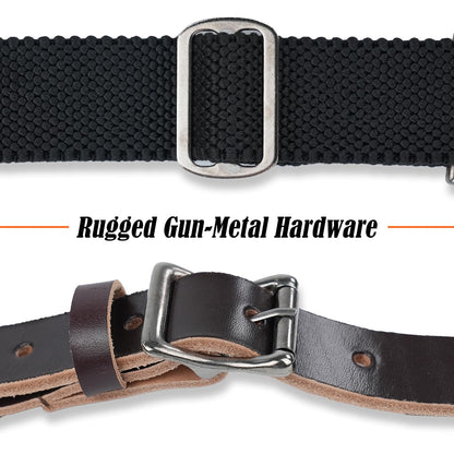 WELKINLAND Heavy-Duty Buffalo Leather Work Suspender, 1.5"-Wide Brown Leather Suspenders for Man, Top-Grain Leathers Suspender Man Belt Loop for Jeans, Genuine Leathers Suspenders for Men Western