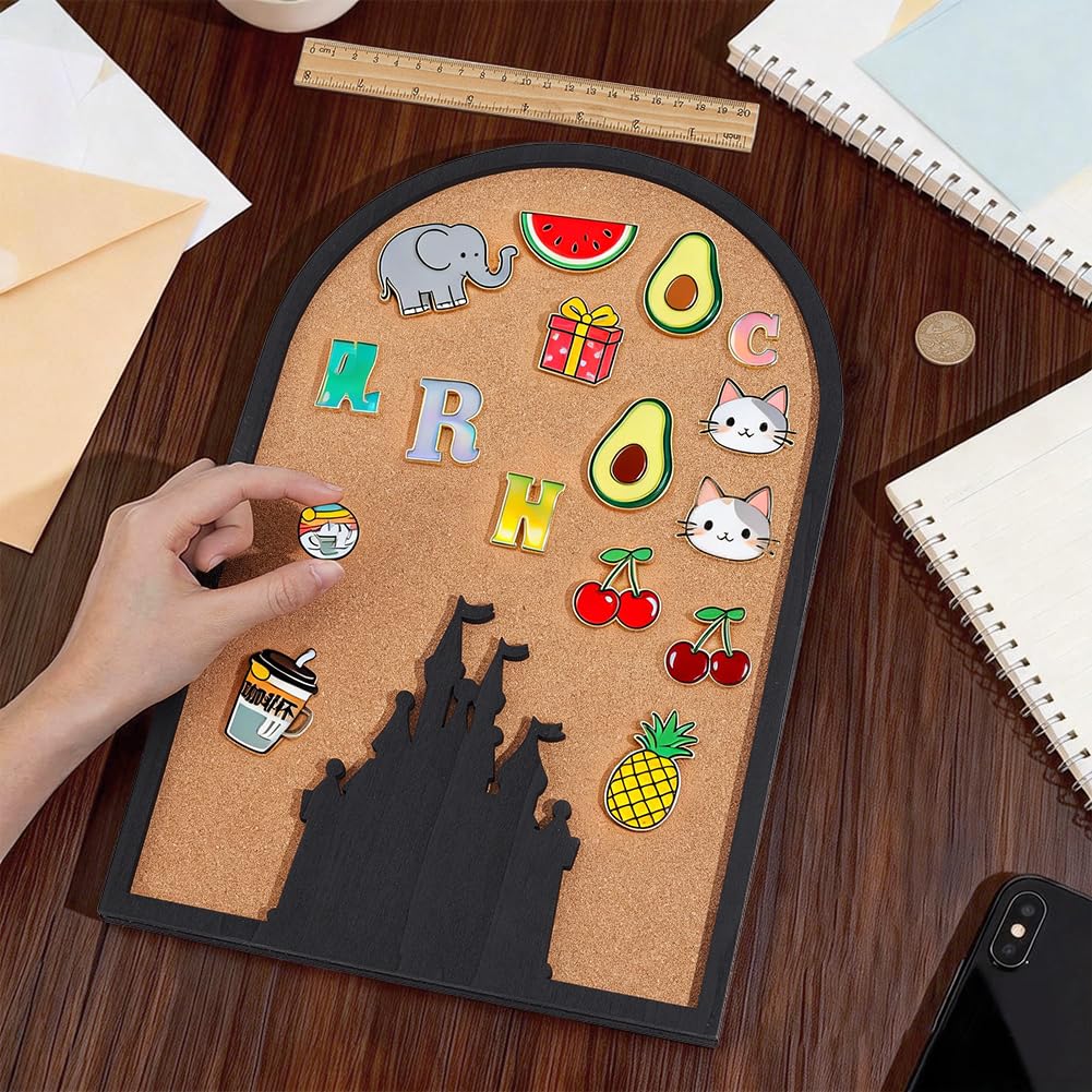 BENECREAT 15x10 Inch Castle Pin Board Corkboard, Arch Design Brooch Display, Wall Mountable Bulletin Board for Office Home Decor