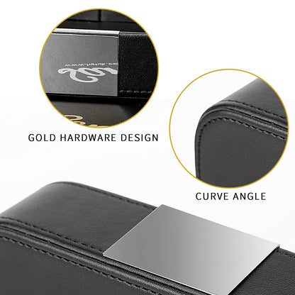 SANZIE Luxury Leather Desktop Storage Small Catchall Organizer Decorative Tray for Entryway Table to Hold Jewelry Watch Cosmetics Keys Phone Wallet, Home & Office Accessories (Metal Silvered, Black)