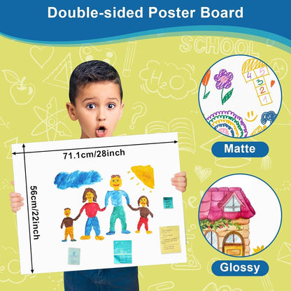 18 Pcs Poster Board 22" x 28" White Poster Paper Bulk, ROOKEA 250 GSM Vision Board for School Arts Craft Projects Presentations Drawing Scrapbooking Blank Graphic Display Office Supplies