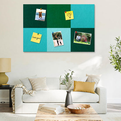 HULAVO Square Felt Cork Bulletin Board Tiles, Self Adhesive DIY Felt Pin Board for Wall 30" x 20" with 35 Pushpins for Office School Home Wall Decor Stickers Memos Photos Display (Gradual Green)