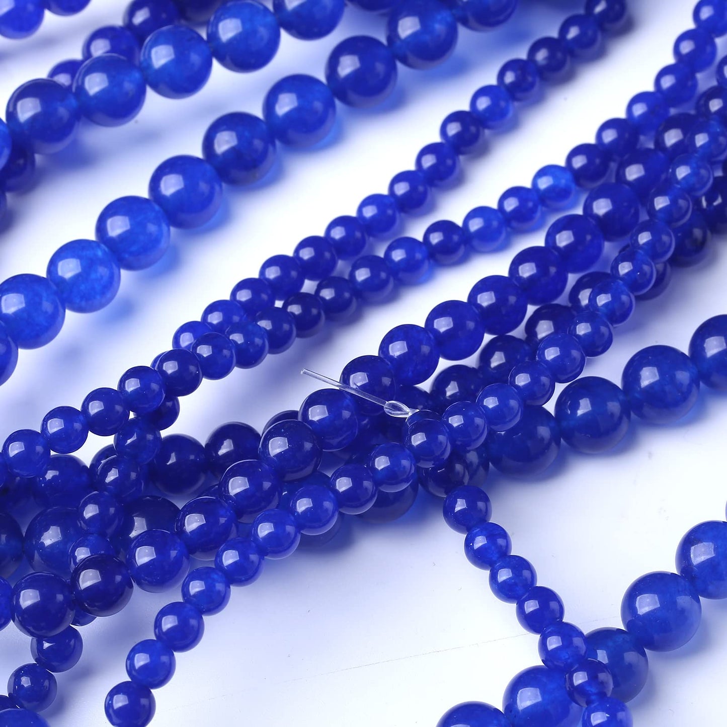 60PCS 6MM Natural Blue Chalcedony Stone Beads Energy Healing Beads for DIY Jewelry Bracelet Necklace Making for Jewelry Making15Inch