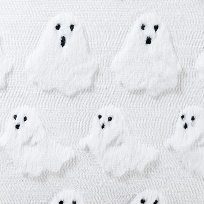 Emvency Halloween Throw Pillow Covers 18x18 Set of 2, Spooky Ghost White Decorations Pillow Cases Soft Plush Faux Fur Wool Couch Cushion Case for Couch Bed Sofa Living Room Home Decor