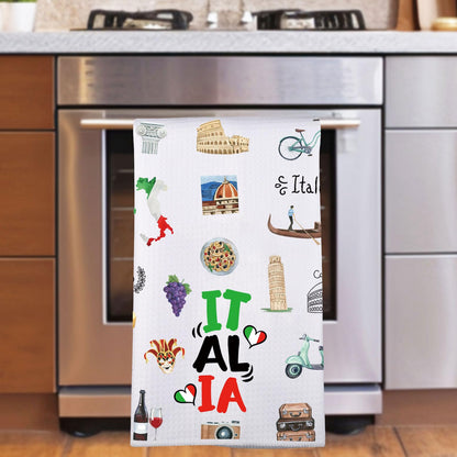 JNIAP Italian Kitchen Towels Italian Kitchen Decor Italian Food Kitchen Towel Italian Chef Dishes Towel Nonna Kitchen Towel Gifts for Italy Lovers (Italia kt)