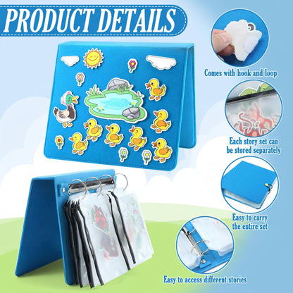 Windkream 13 Pack Felt Board Stories Pieces Set, Flannel Fairy Tale Board Stories with A Felt Pieces Storage Binder for Preschool Activities, Included Little Ducks, Little Red Riding Hood and More