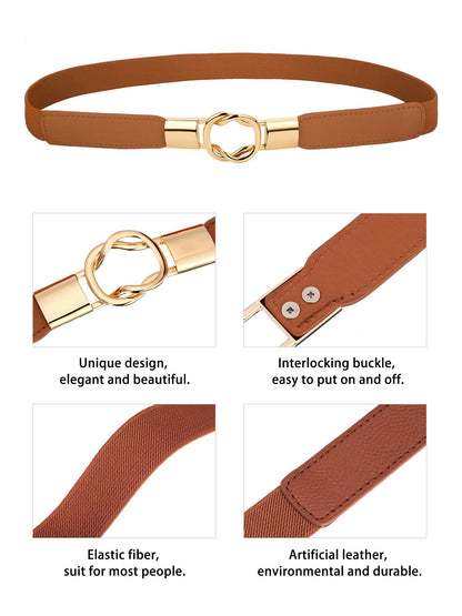 Blulu 3 Pcs Women Skinny Waist Belt Elastic Stretch Thin Belt for Dresses Jeans Western Elastic Waist Cinch Accessories(Medium)