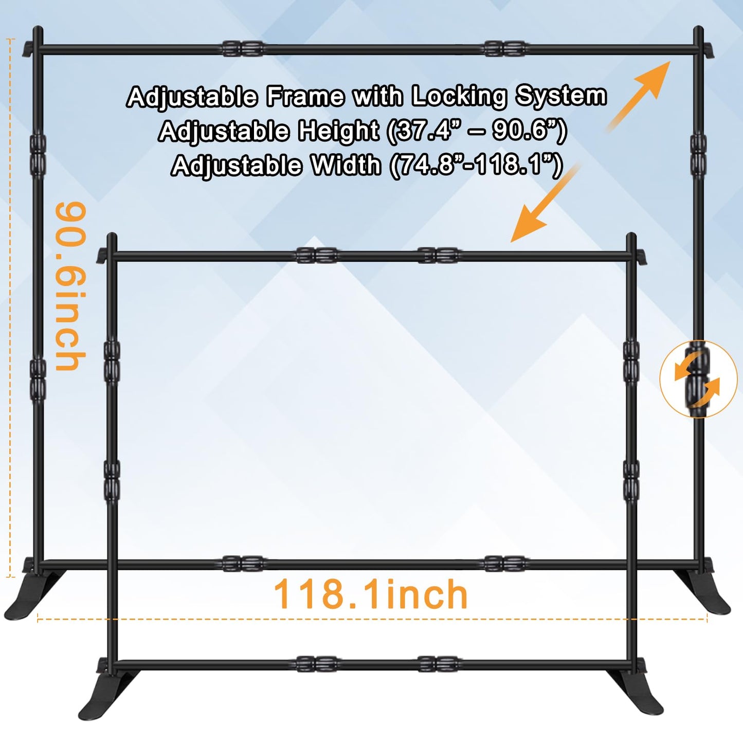 Backdrop Banner Stand, 10x8FT Heavy Duty Adjustable Step and Repeat Stand