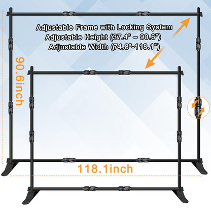 Backdrop Banner Stand, 10x8FT Heavy Duty Adjustable Step and Repeat Stand