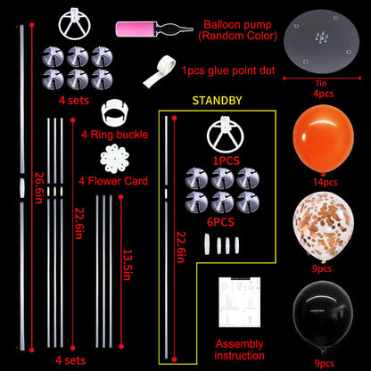 TONIFUL 4 Set Balloons Black Orange Confetti Balloon Stand Centerpiece Table Decorations for Halloween,Celebration Party Bar,Birthday Decorations,Anniversary,Graduation Decoration 2026