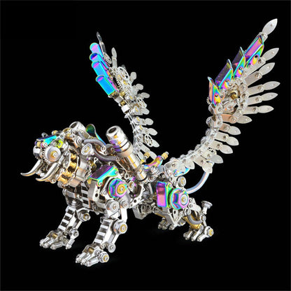Metalkitor Bengal Tiger 3D Metal Puzzle for Adults, 700PCS, Model Assembly Kits - Retro Steampunk Style Desk Ornament(with Colorful Wings)