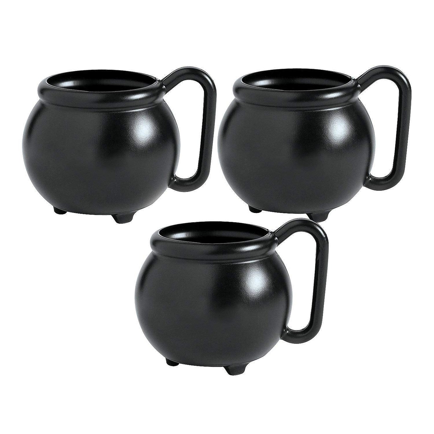 Fun Express Set of 12 Pieces Witch Cauldron Mugs, Holds 12 oz, Hocus Pocus and Halloween Party Supplies, Black